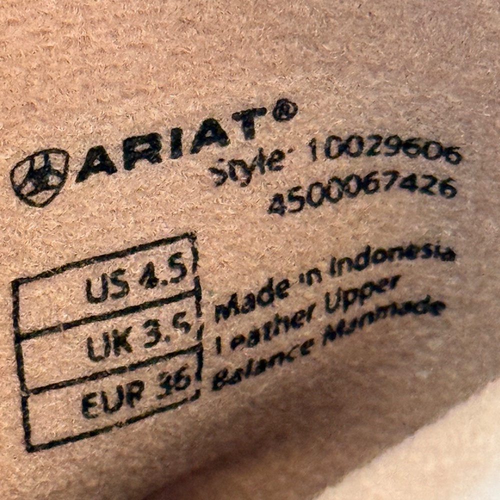 Ariat Tan Leather Boots with Pink & White Stitching - Picture 11 of 15